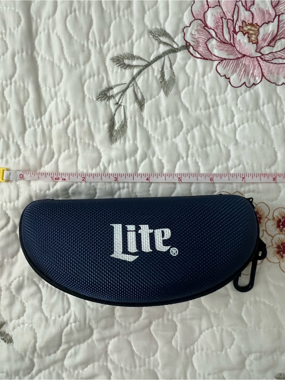 Navy Miller lite sunglass Case with Zipper and Clip
